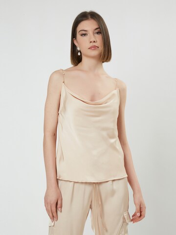 Influencer Top in Beige: voorkant