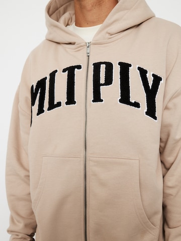 Multiply Apparel Sweatjacka 'Embroidery' i beige
