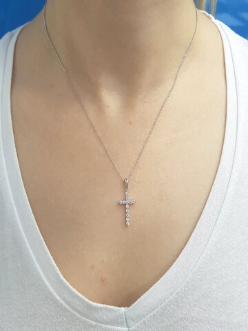 EinStein Diamant Pendant 'Brillant-Schliff Diamant Halskette mit Kreuz 14 Karat Weißgold' in White