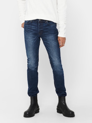 Coupe slim Jean Only & Sons en bleu : devant