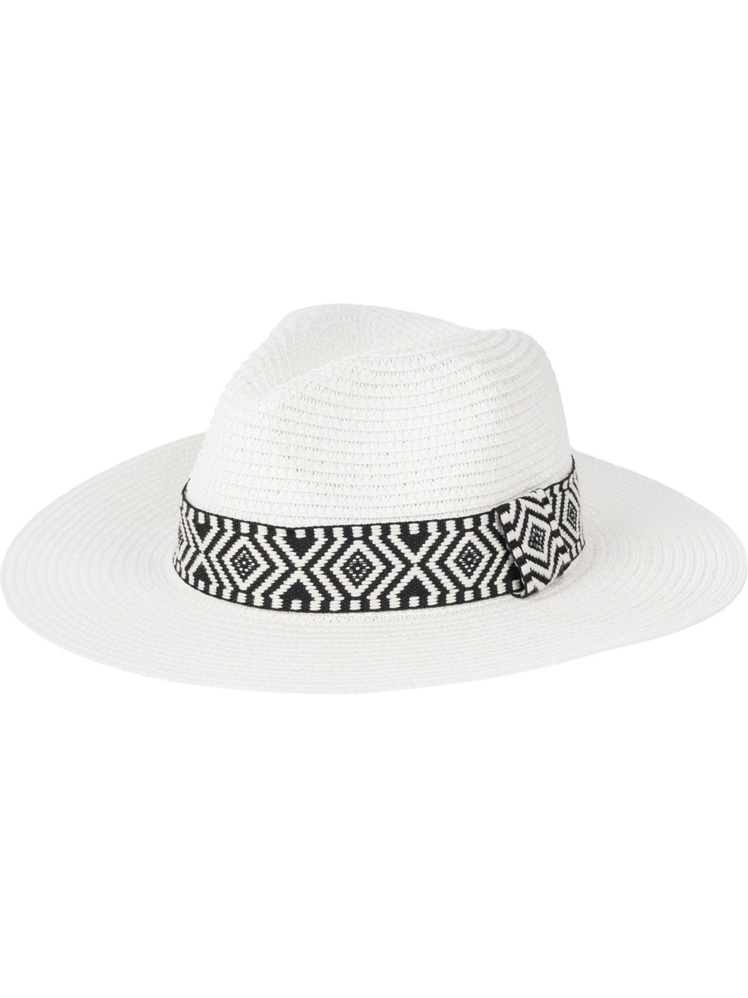 styleBREAKER Hat 'Panama Strohhut Hutband Azteken Muster' in White