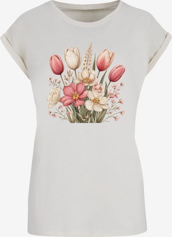 T-shirt 'Rosa weißer Frühlingsblumenstrauß' F4NT4STIC en beige : devant