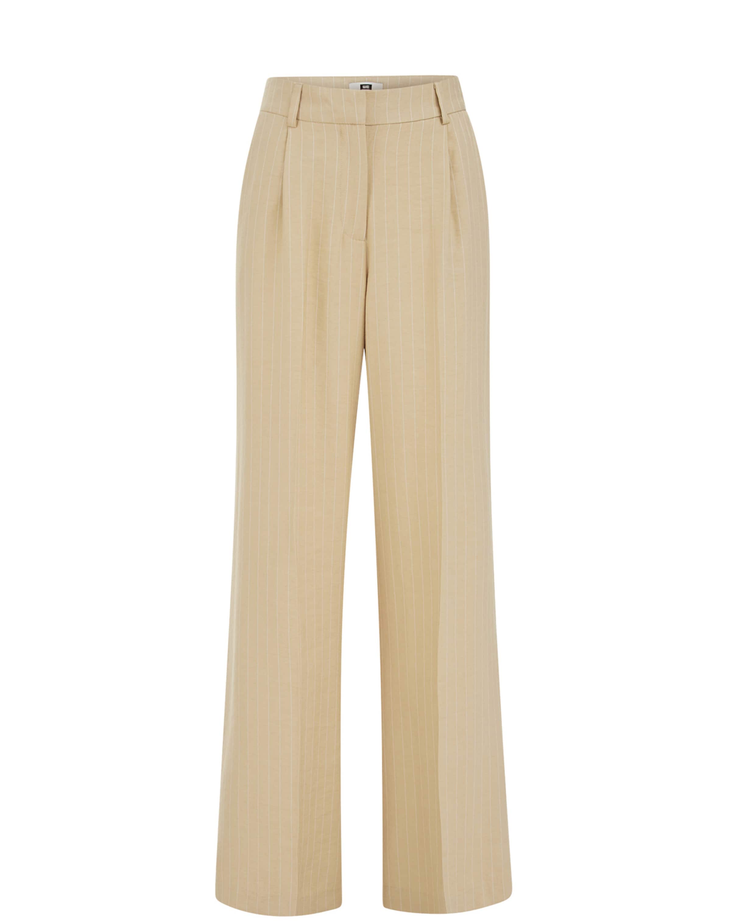 WE Fashion - Pierna ancha Pantalón de pinzas en beige: frente