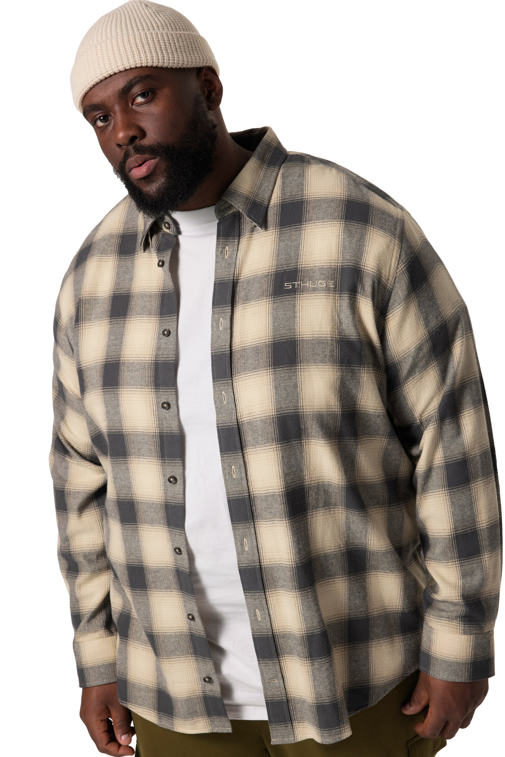 STHUGE Regular Fit Hemd in Beige: Vorderseite