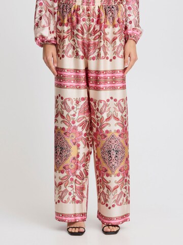 Wide leg Pantaloni 'BRIGITTE' di ICHI in rosa: frontale