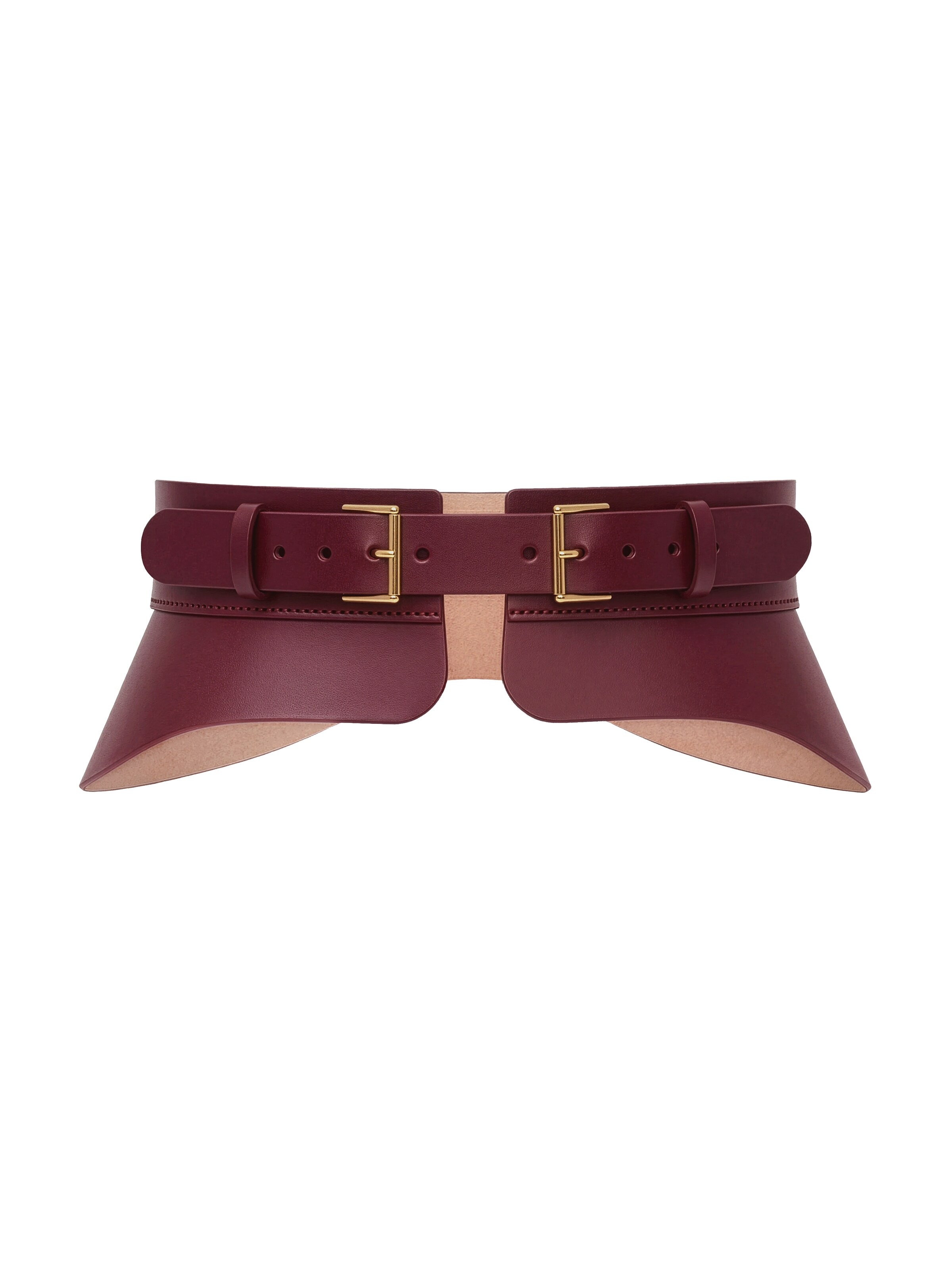 Haute Cuir Belt 'Crescent Peplum Belt' in Red: front