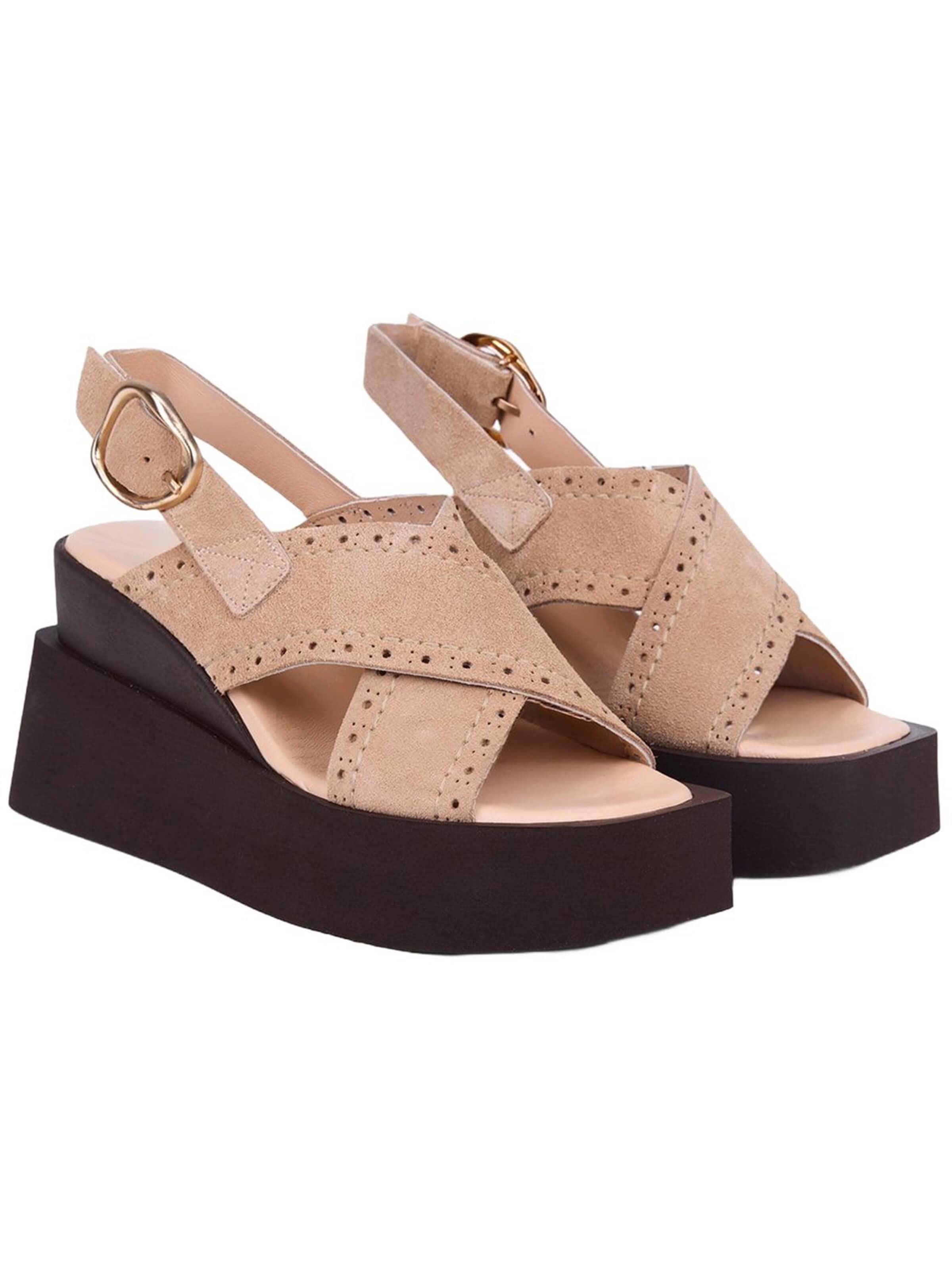 Desa Sandaal 'Keilsandalen' in Beige: voorkant