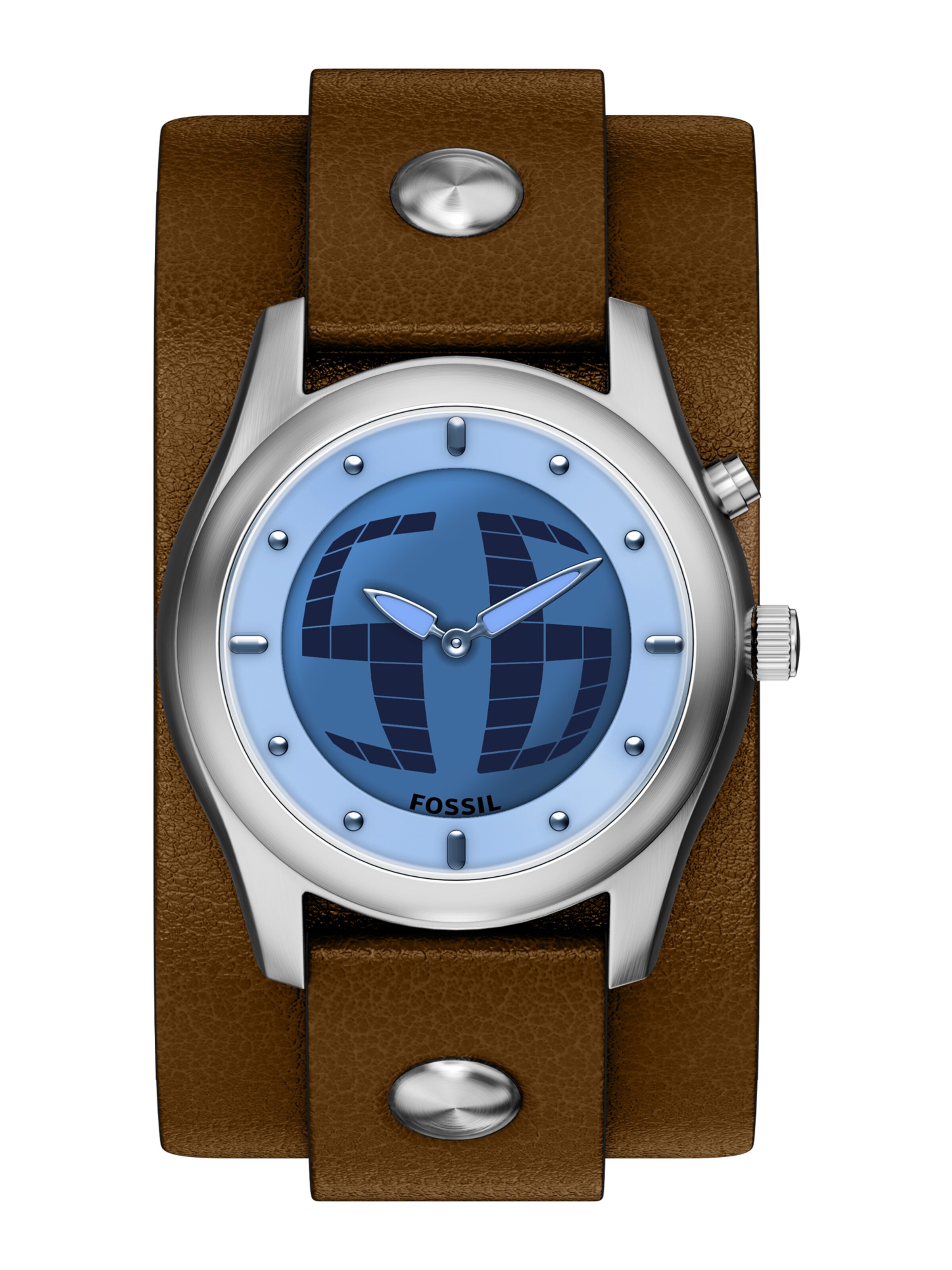 FOSSIL Analog Watch 'ARCHIVAL BIG TIC' in Light blue / Dark blue / Brown / Silver, Item view