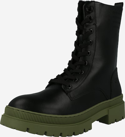 TOM TAILOR Lace-Up Ankle Boots in Green / Black, Item view
