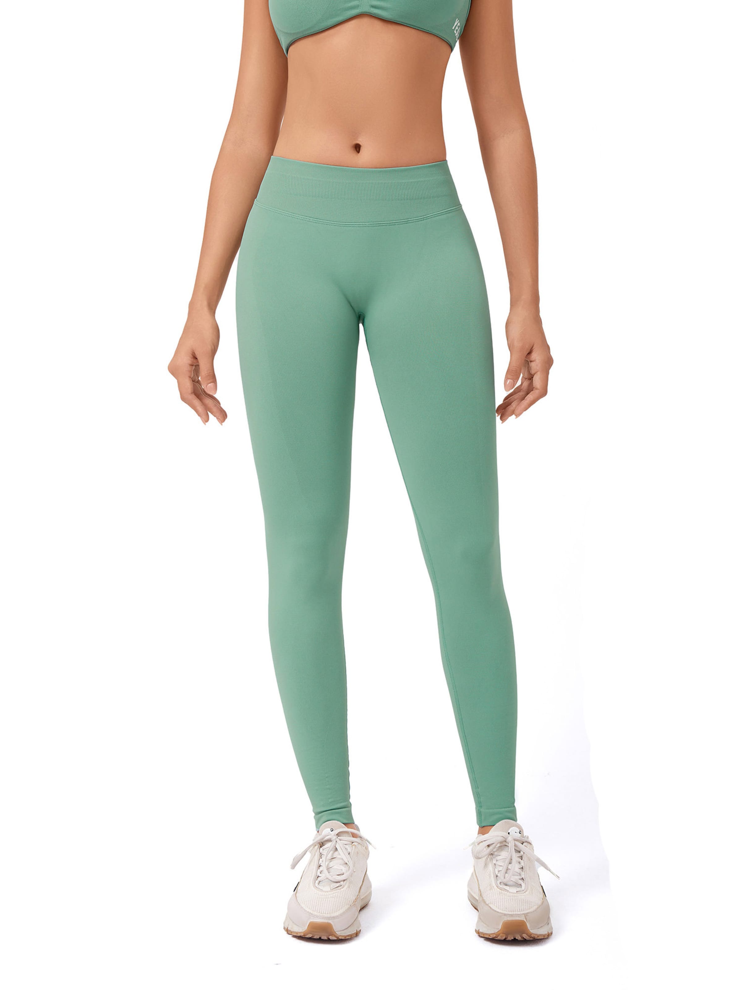 Coupe slim Leggings 'FLEX' YEAZ en vert : devant