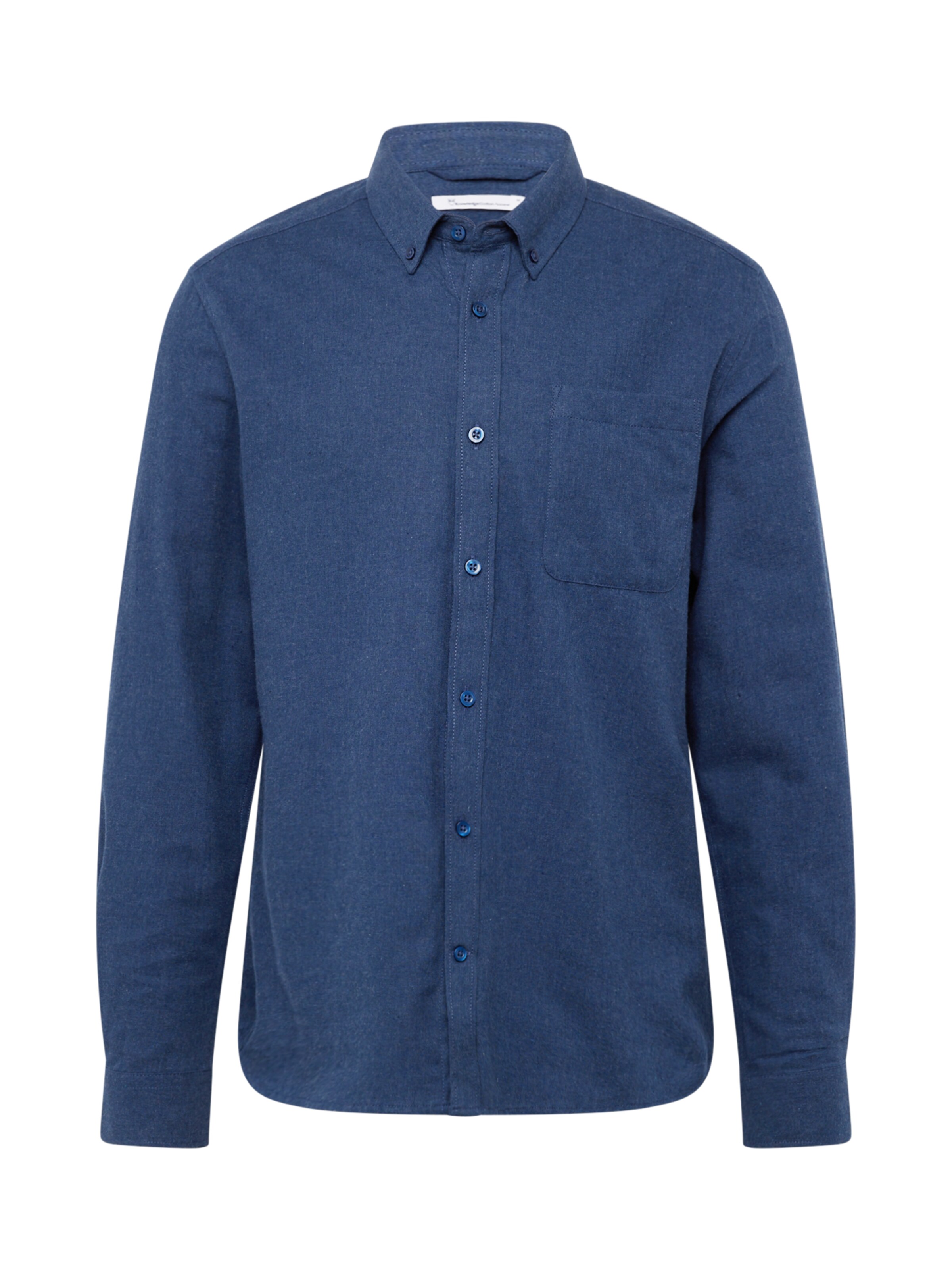 KnowledgeCotton Apparel Button Up Shirt in Blue: front