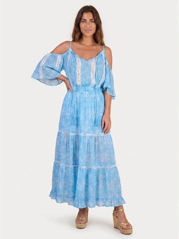 Miss June Jurk 'Robe Longue Karena' in Blauw: voorkant