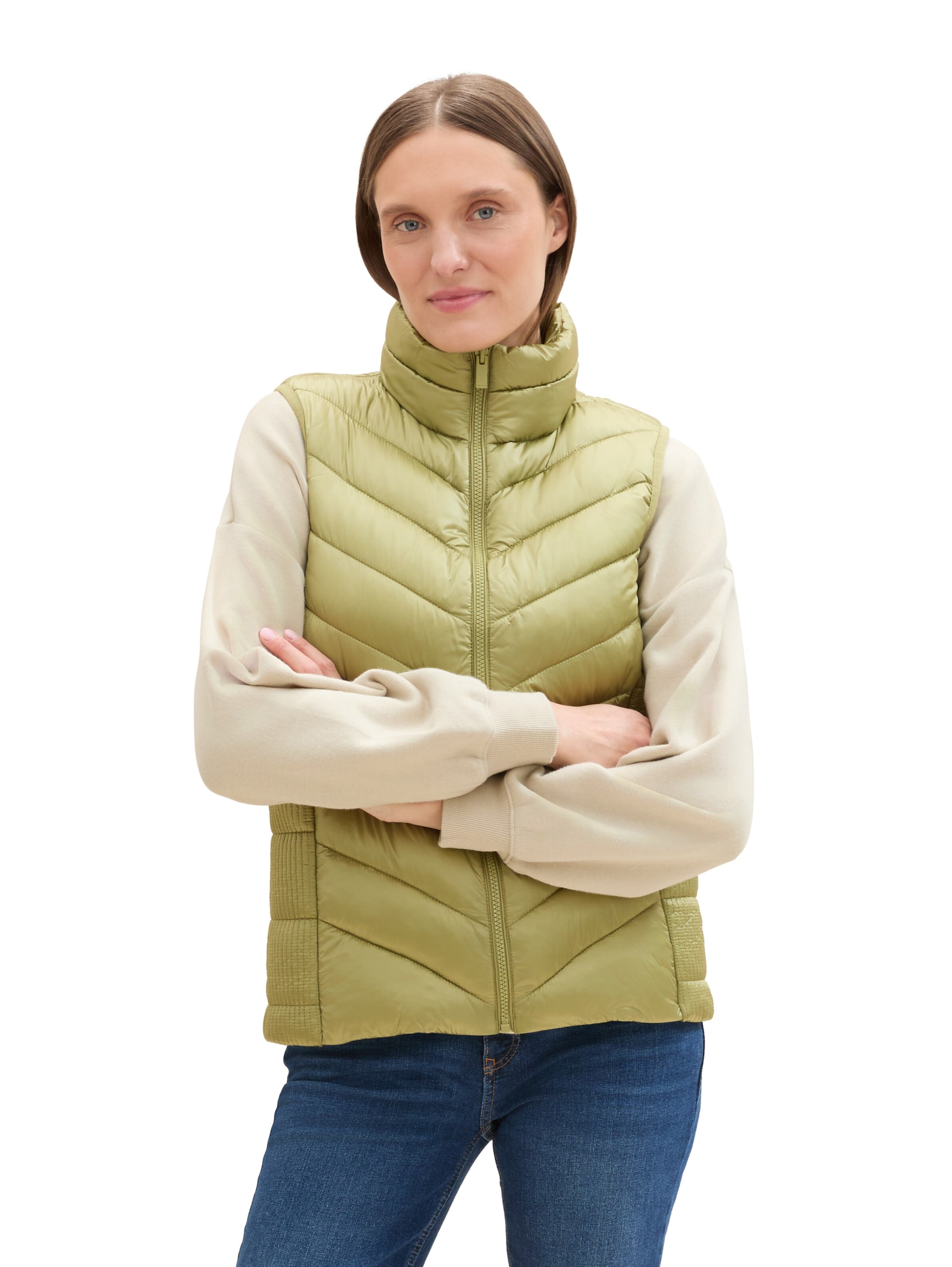 TOM TAILOR Weste in Grün: Vorderseite