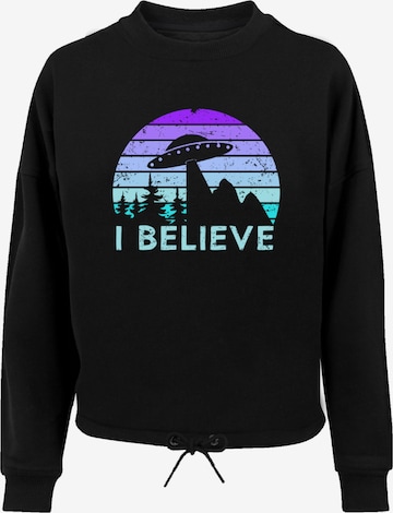 Sweat-shirt 'I believe UFO Alien Raumschiff Retro' F4NT4STIC en noir : devant