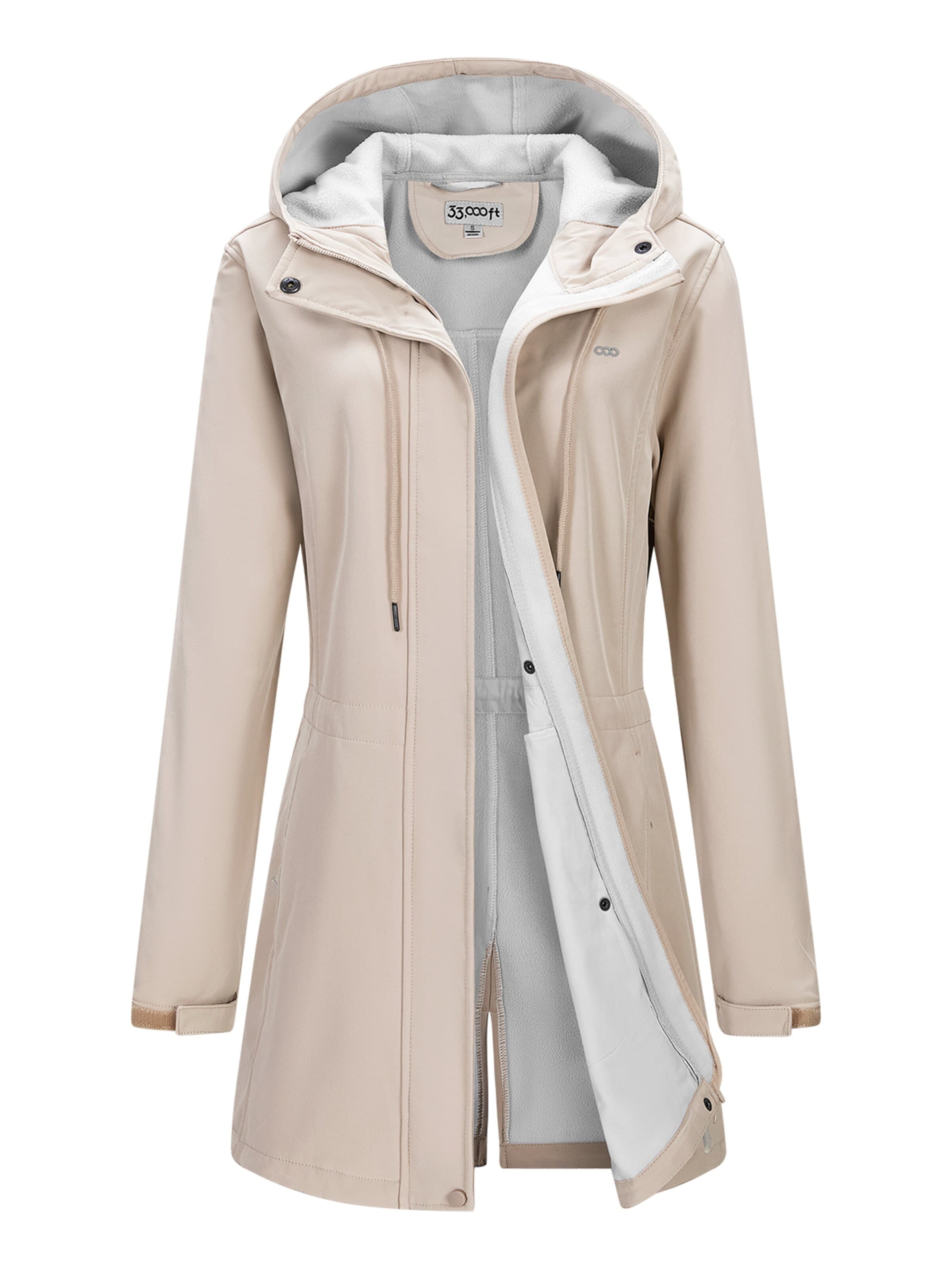 33,000ft Performance Jacket '33,000ft Women's Softshell Hood Long Jacket' in Beige: front