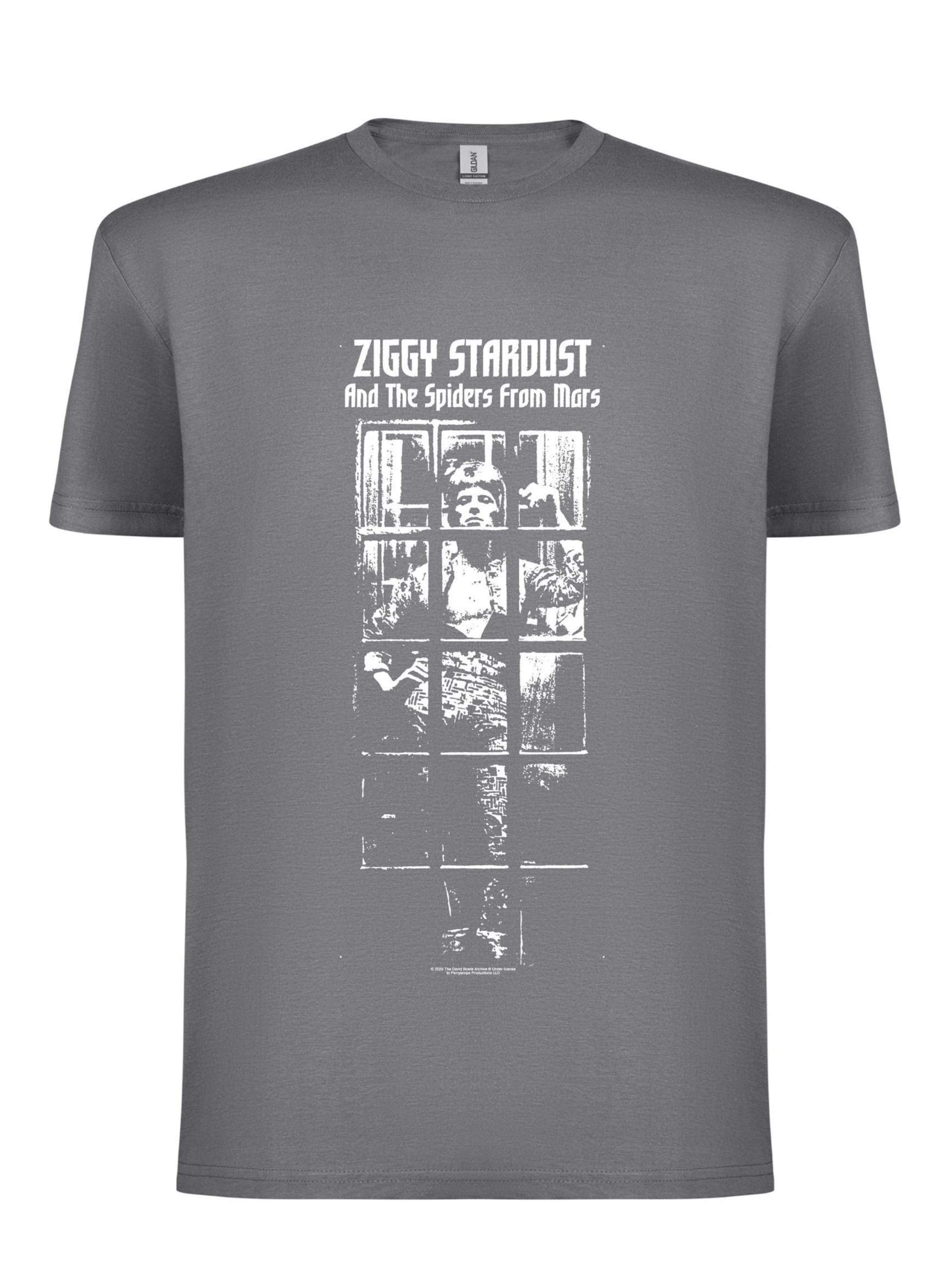 Rockshirts Shirt 'David Bowie Ziggy Stardust bw   T-Shirt'‌‌‌‌‌‌‌‌ in Grau: Vorderseite