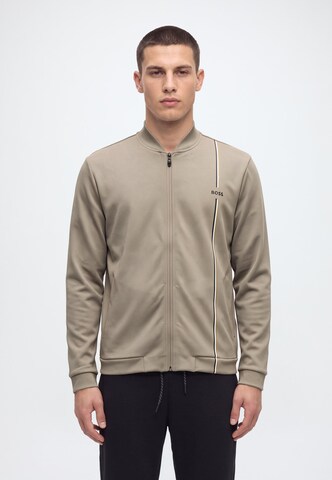 BOSS - Sudadera con cremallera deportiva 'Game' en verde: frente