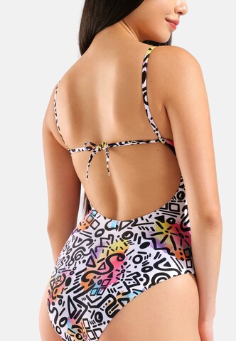 ARENA - Bustier Traje de baño 'Water Prints' en blanco