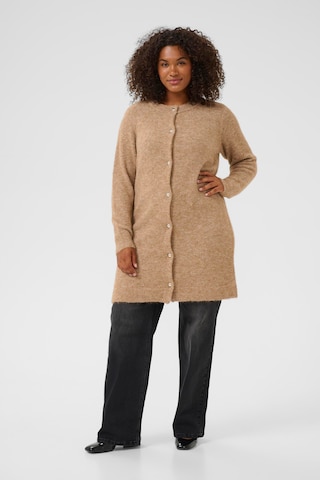 KAFFE CURVE Gebreid vest 'Ruby' in Bruin