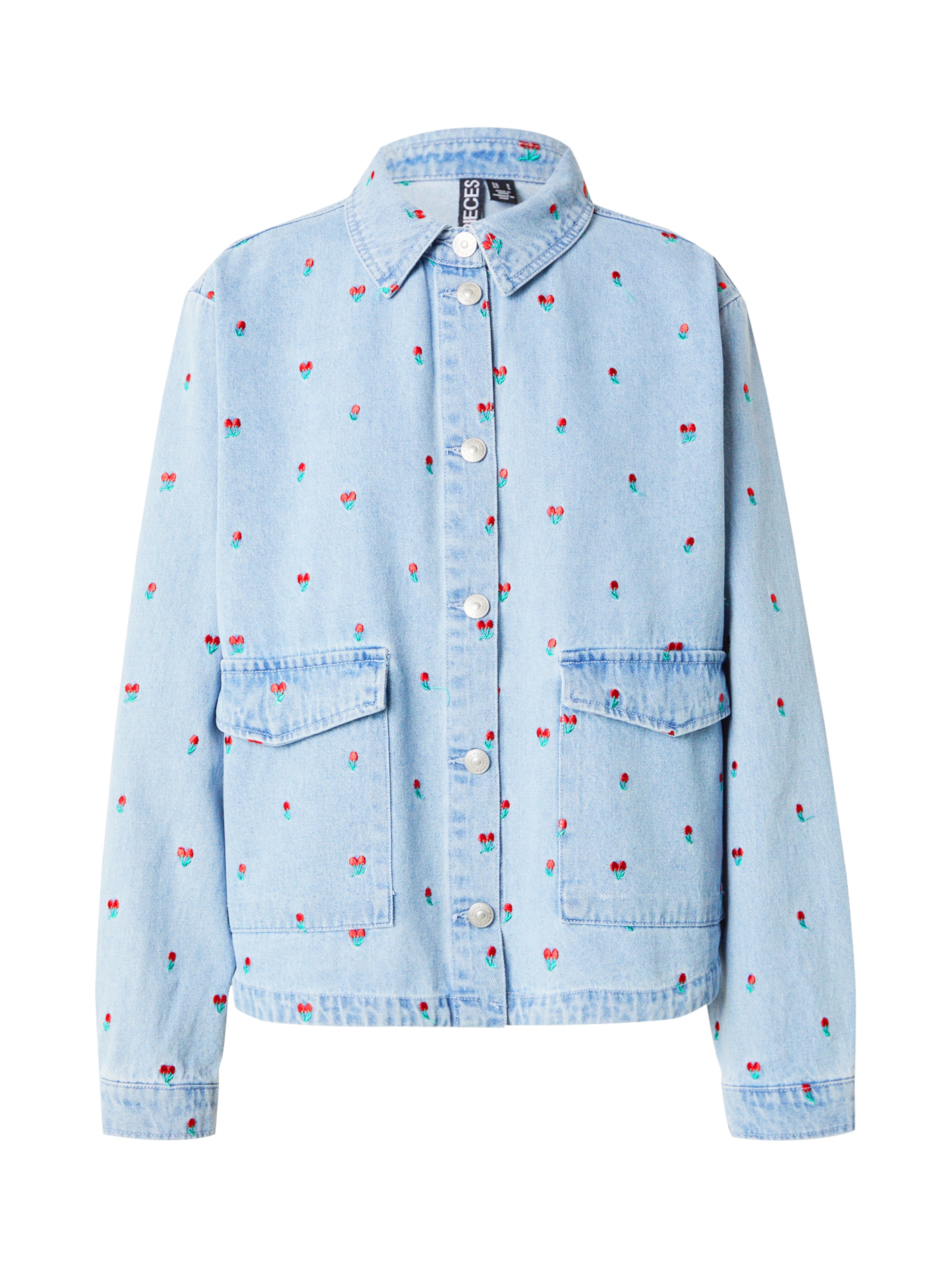 PIECES Přechodná bunda 'PCFreia' – modrá: přední strana