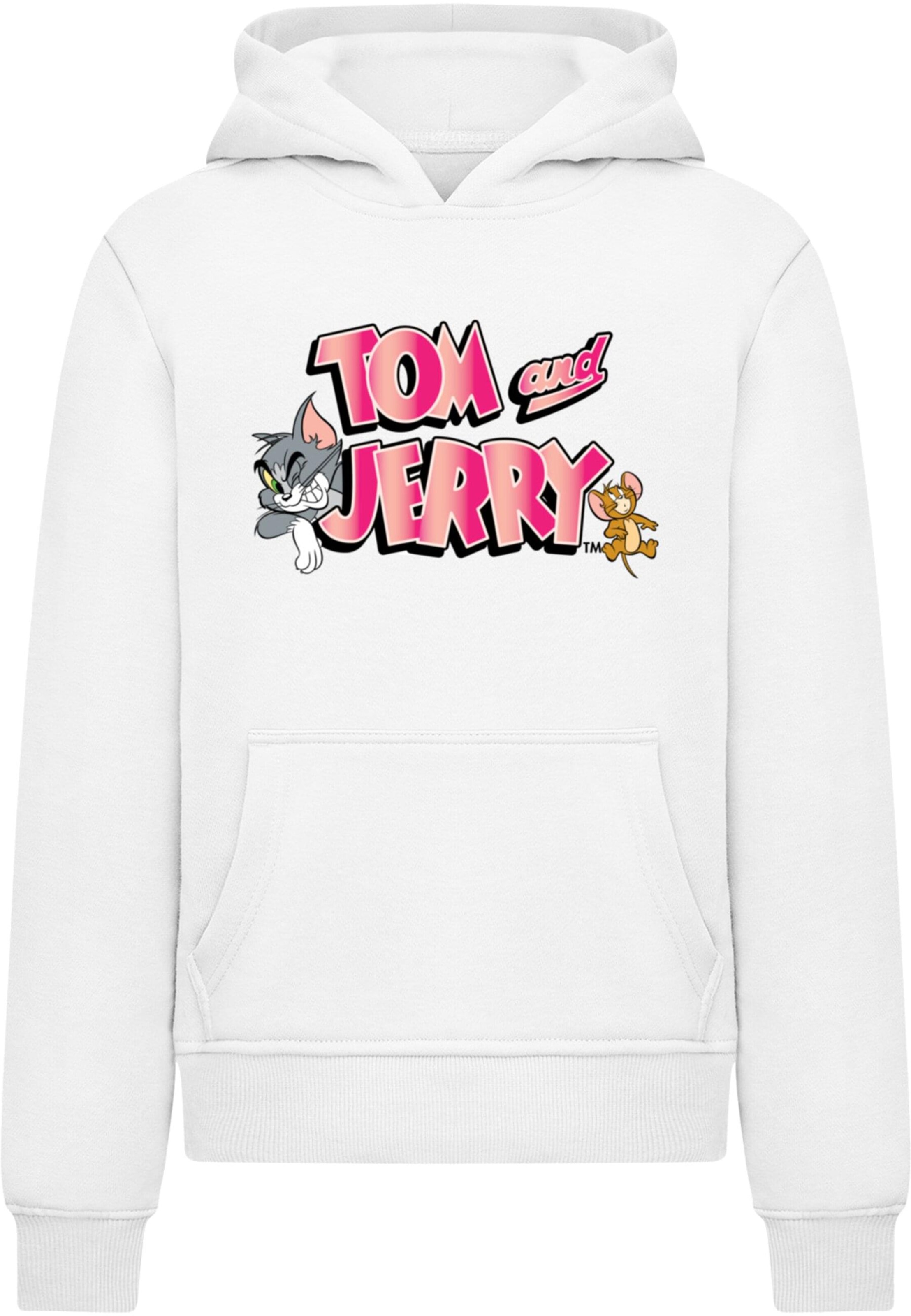 ABSOLUTE CULT Sweatshirt 'Tom And Jerry - Gradient' in Wit: voorkant