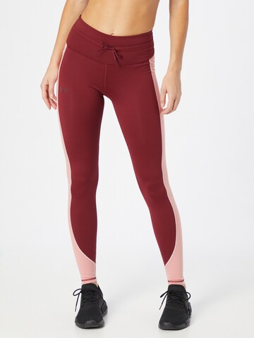 UNDER ARMOUR Skinny Workout Pants 'Rush' in Red: front