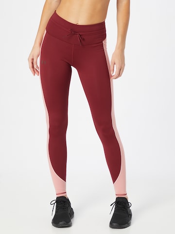 UNDER ARMOUR Skinny Sporthose 'Rush' in Rot: predná strana