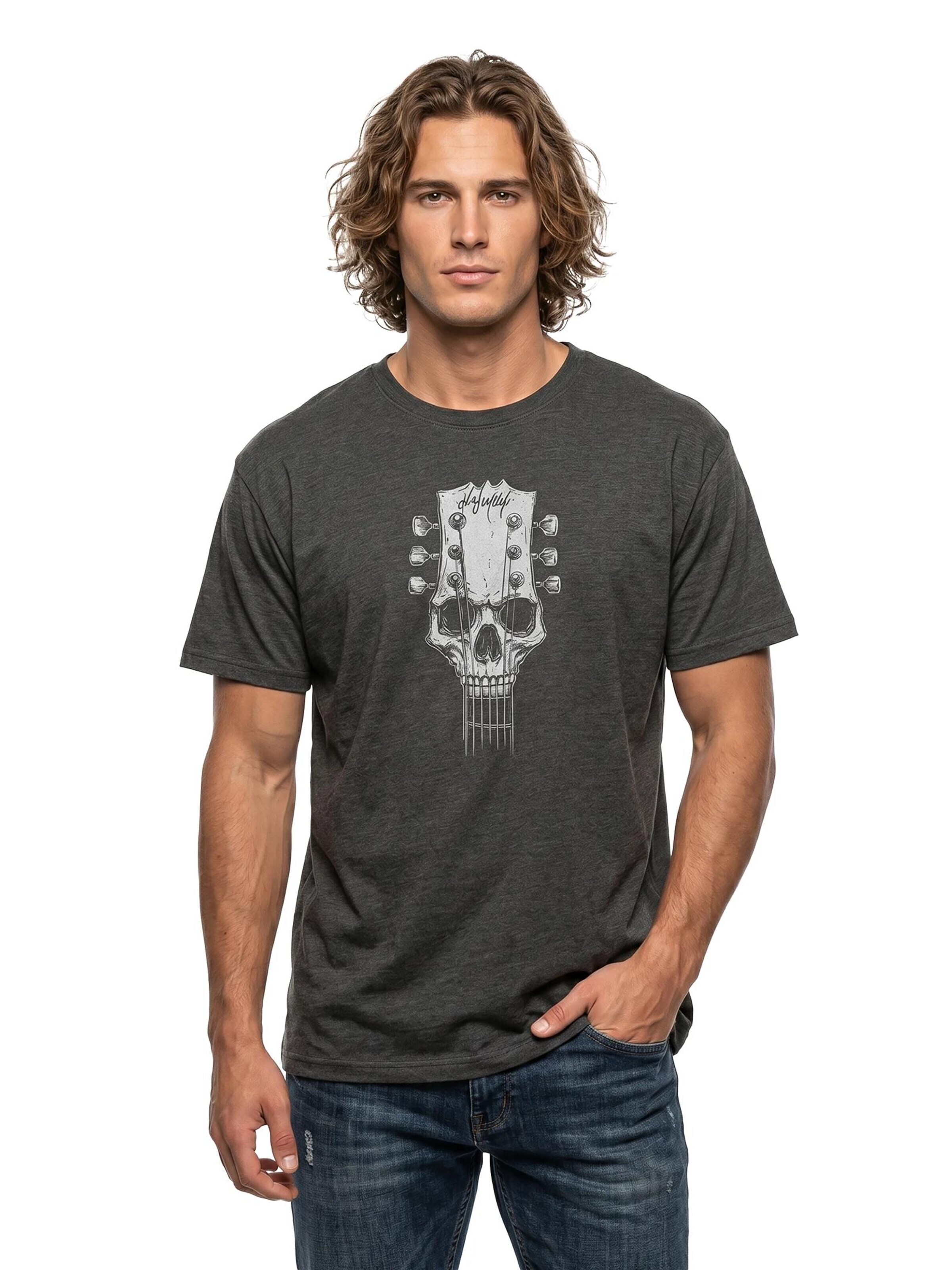 MAKAYA Shirt 'Gitarrenkopf' in Grey