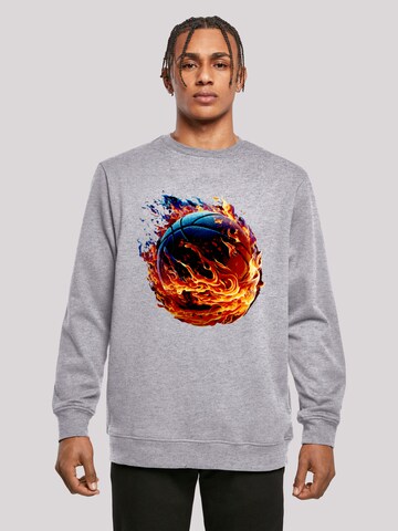 F4NT4STIC Sweatshirt 'Basketball Sports Collection On FIRE' in Grijs: voorkant