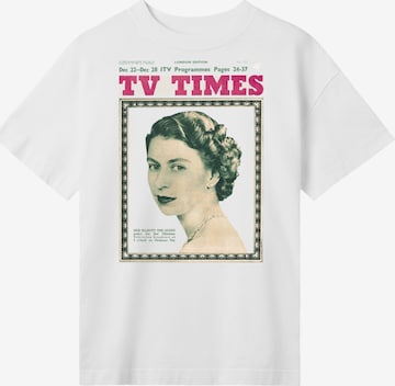 F4NT4STIC T-Shirt 'TV Times Queen Elizabeth II 1957 Cover' in Weiß: Vorderseite