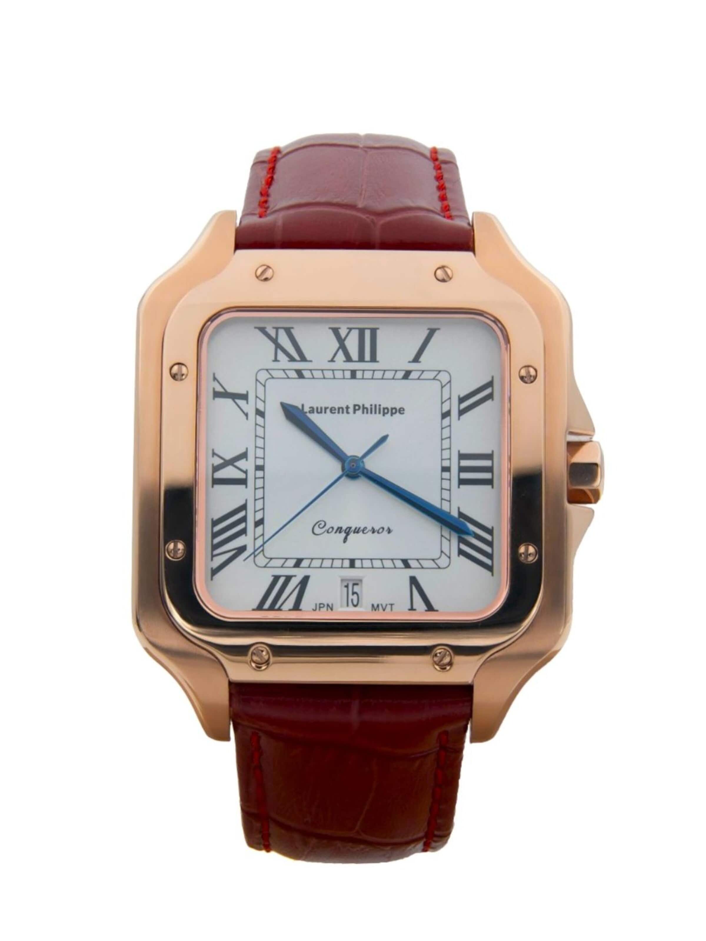 Laurent Philippe - Reloj analógico 'Conqueror Spirit of the Rose – Rouge Sauvage' en rojo: frente
