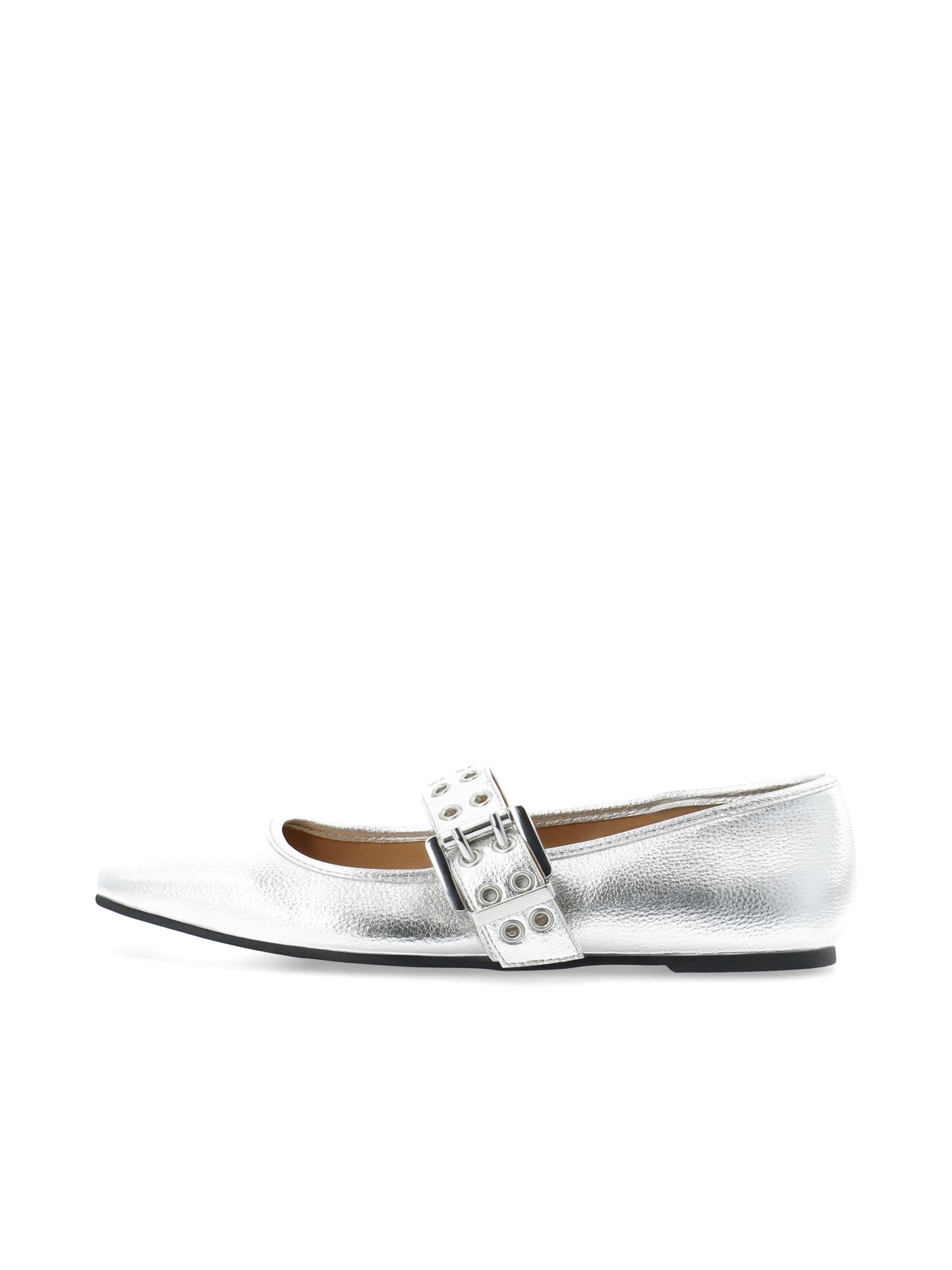 Bianco Strap ballerina 'ROSE ' in Silver: front