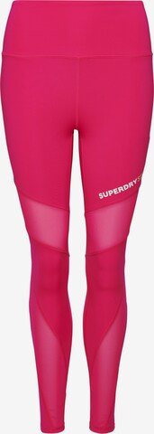 Skinny Pantalon de sport Superdry en rose : devant