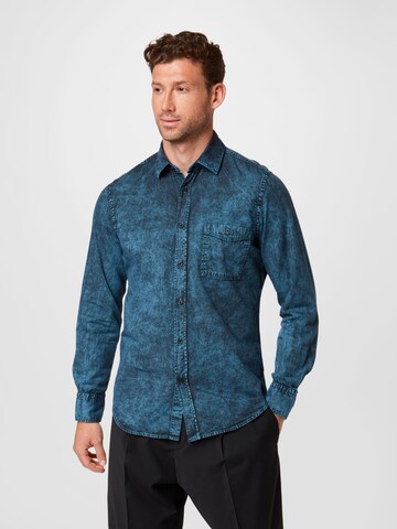 BOSS Orange Regular fit Button Up Shirt 'Relegant 5' in Blue: front