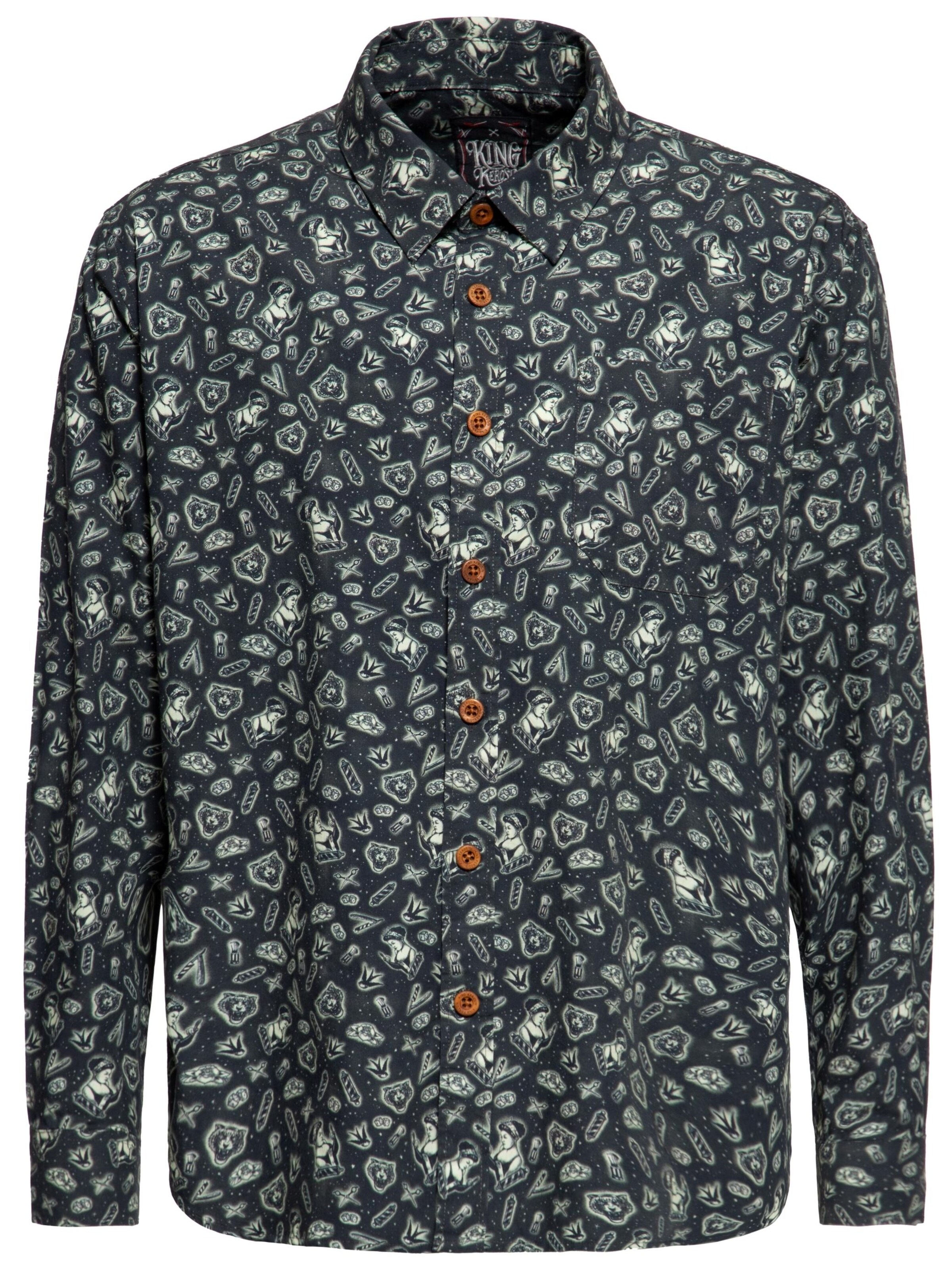 King Kerosin Regular Fit Hemd‌‌‌‌‌‌ in Schwarz: Vorderseite