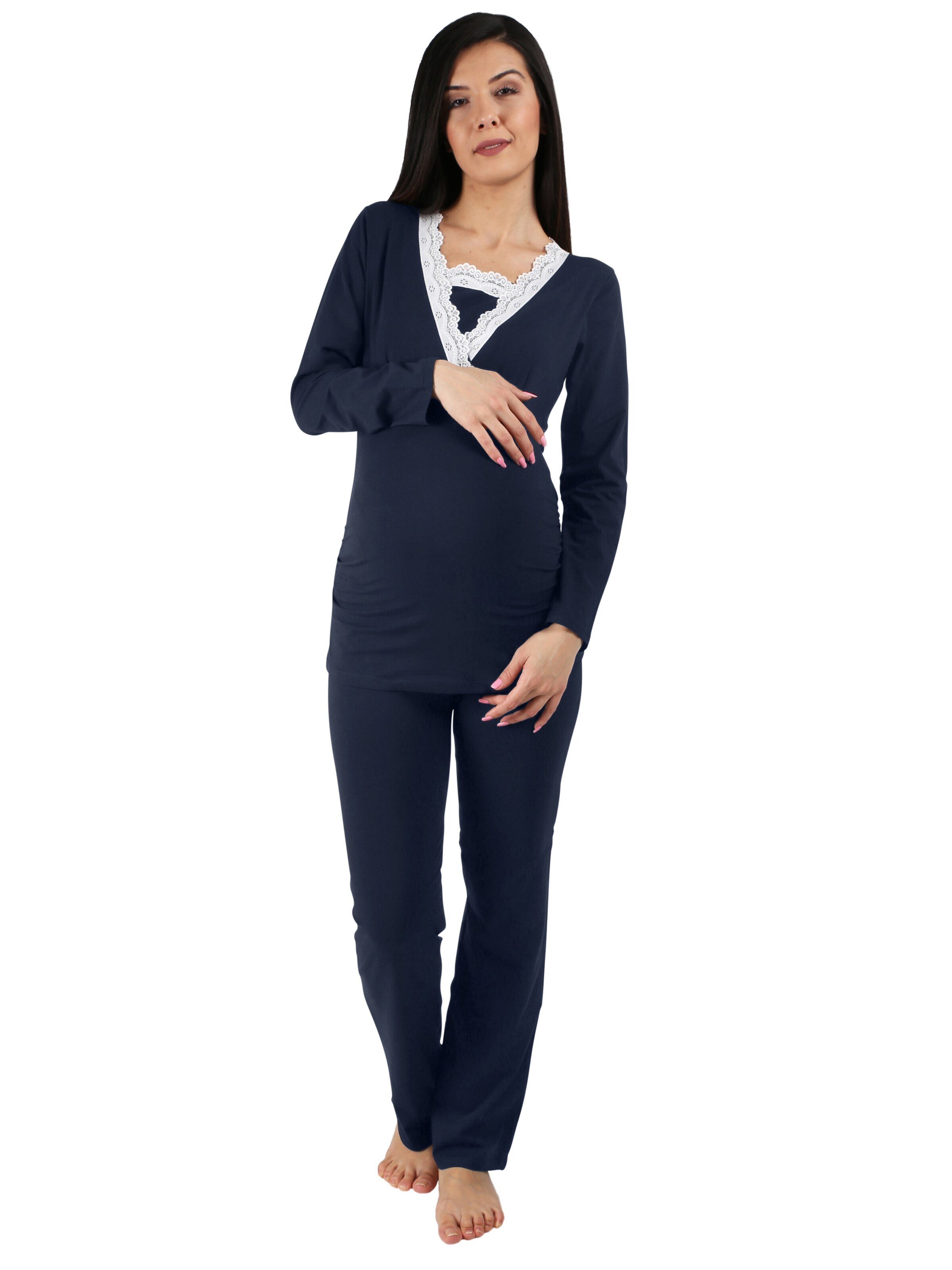 M.M.C. Pajama 'Spitze Umstandspyjama' in Blue: front