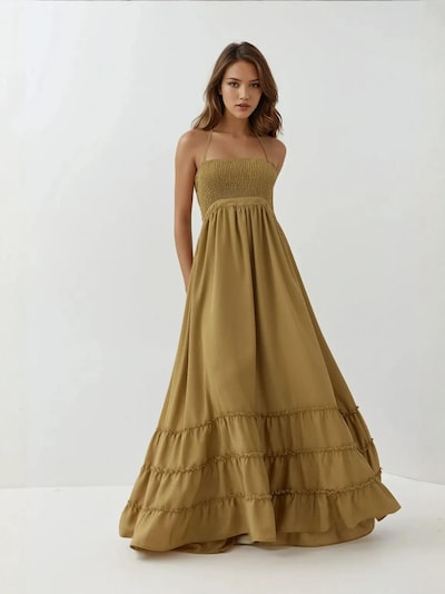 Hiccup Avondjurk in de kleur Olijfgroen, Productweergave