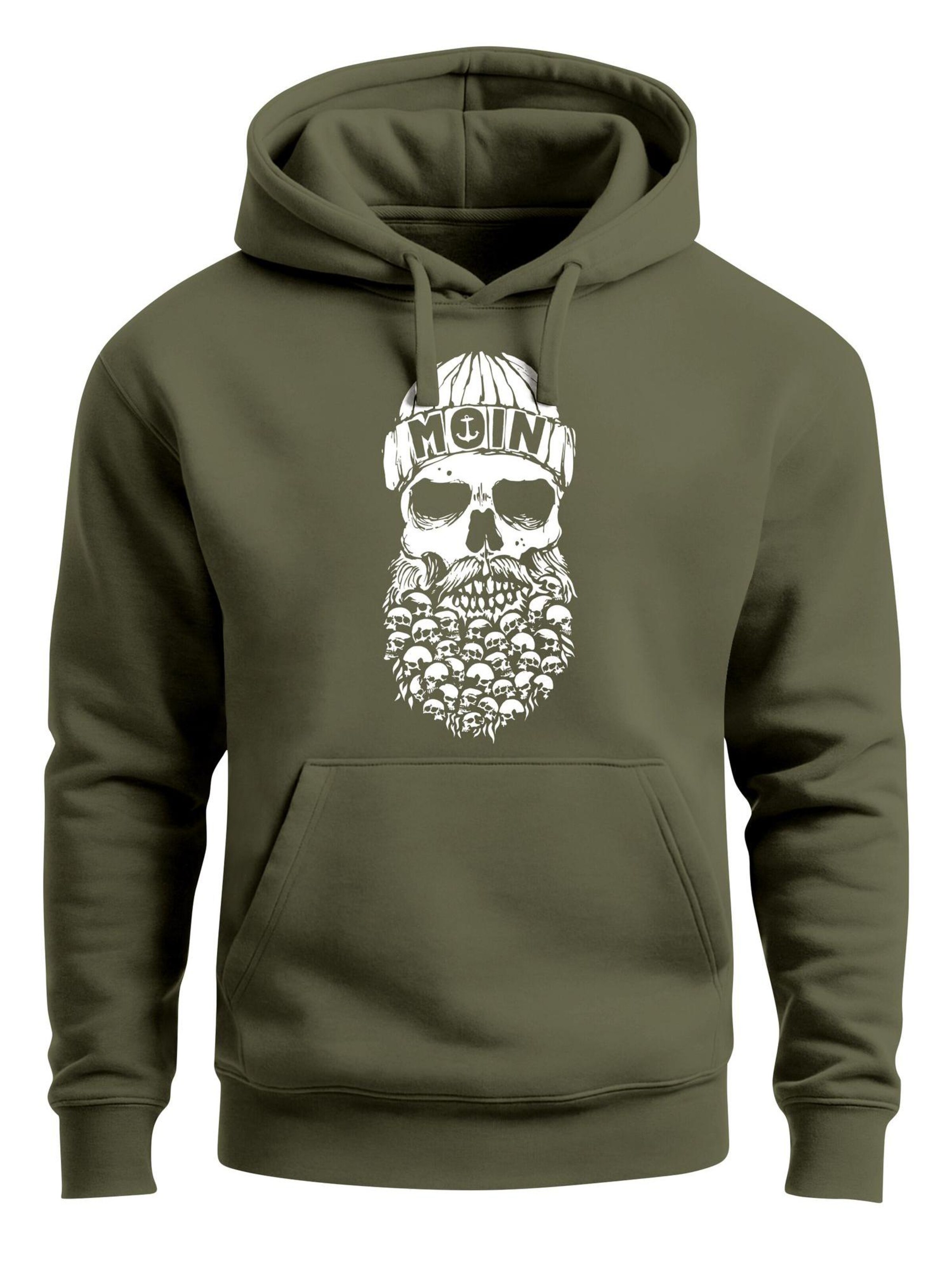 Neverless Sweatshirt 'Moin Skull' in Green: front
