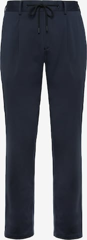 Boggi Milano Slim fit Pleat-front trousers in Blue: front