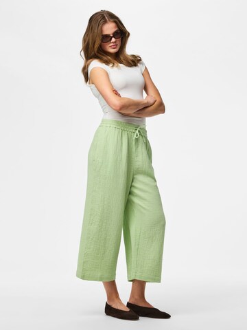 PIECES Wide leg Broek 'PCSastina' in Groen
