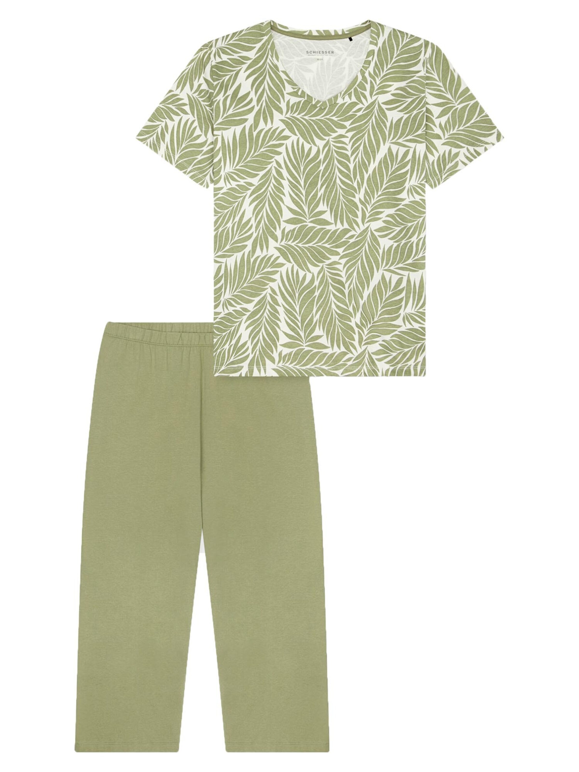 SCHIESSER Pajama 'Comfort Essentials' in Green: front