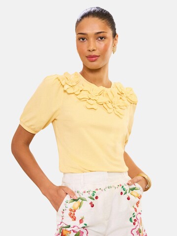 love & roses Shirt in Geel: voorkant