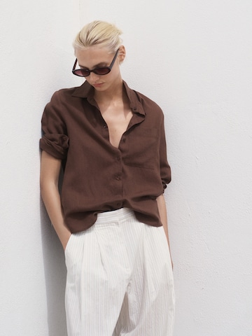 MANGO Blouse 'LINO' in Brown