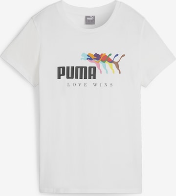 PUMA Performance Shirt 'Ess+ Love Wins' in White: front