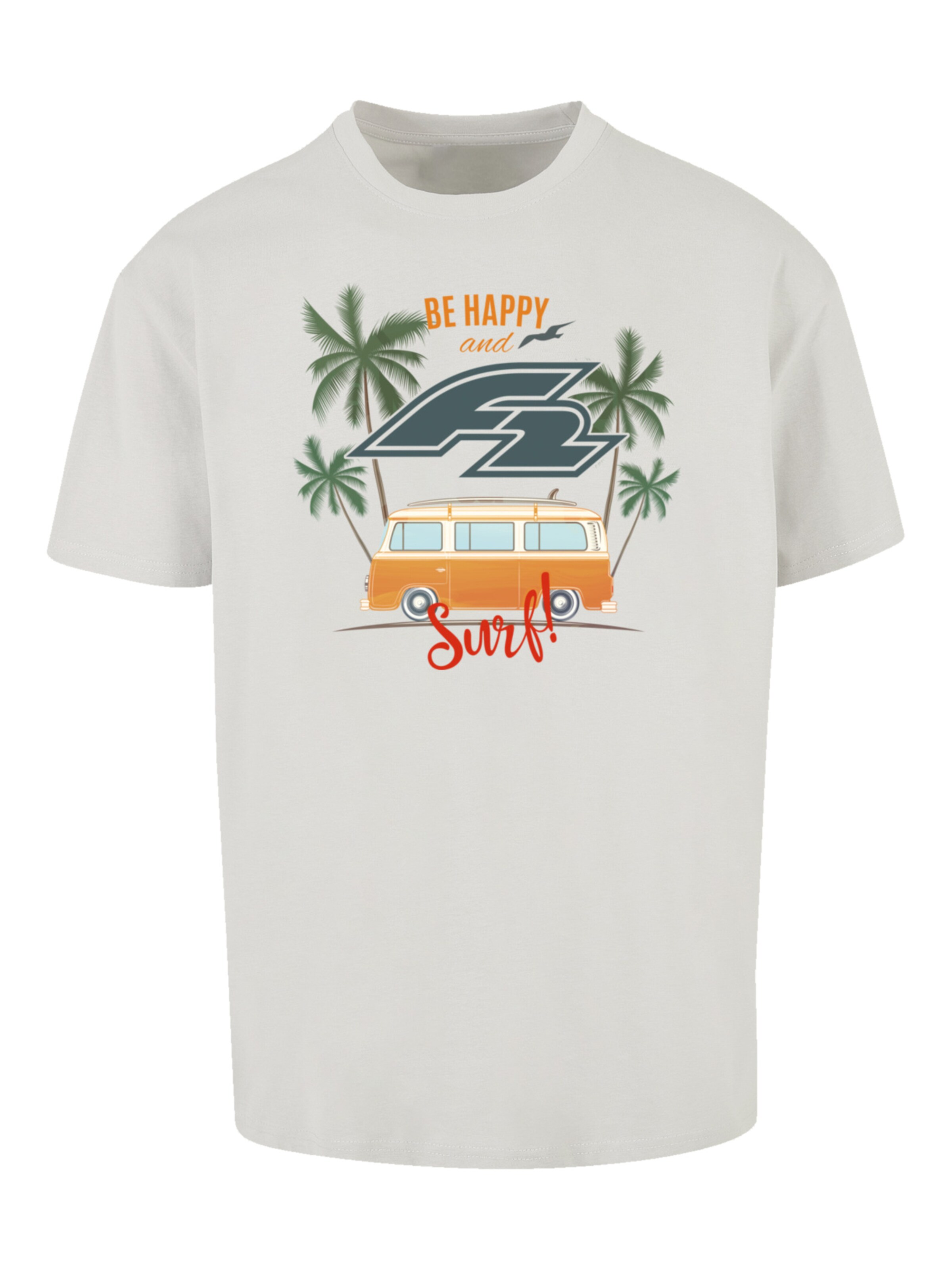 F2 Shirt 'Be Happy And Surf Bulli Sommer' in Grey: front