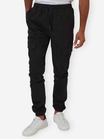 Threadbare Slimfit lange Cargohose 'Garrix' in Schwarz: Vorderseite