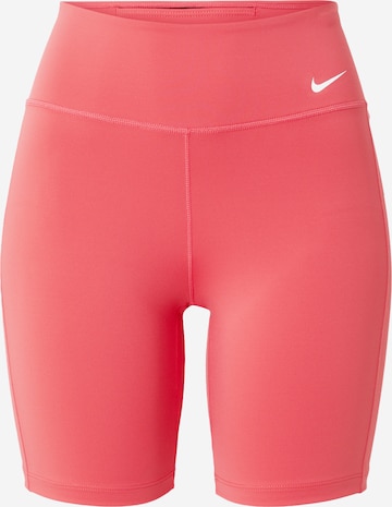 NIKE Skinny Spodnie sportowe 'ONE' w kolorze czerwony: przód