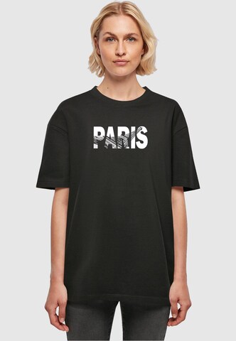 Merchcode Shirt 'Paris Eiffel Tower' in Zwart: voorkant