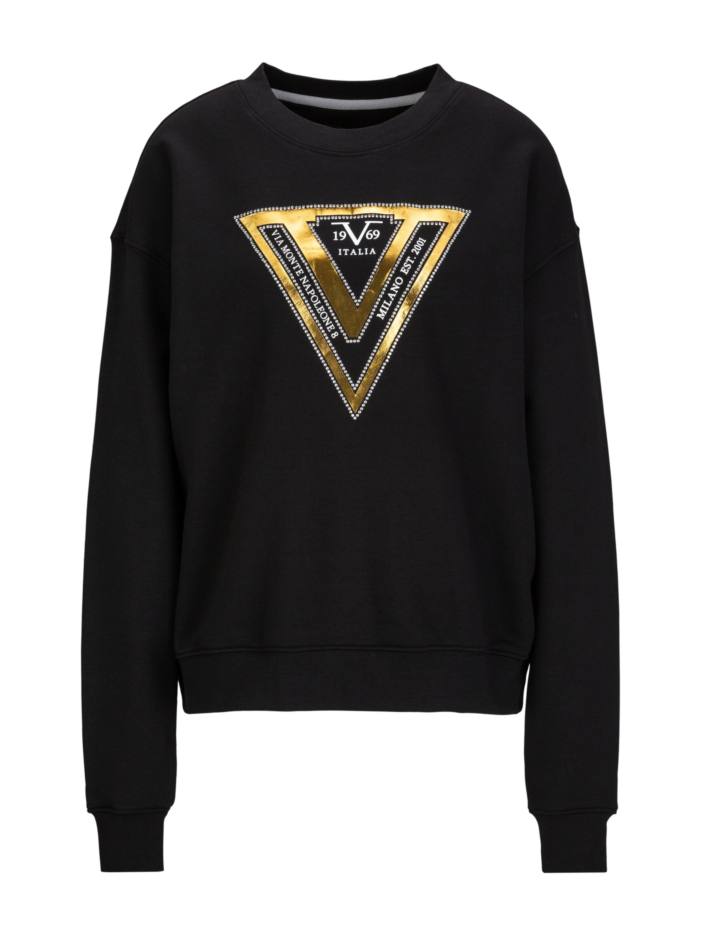 19V69 ITALIA Sweatshirt 'Sinja S Golden' in Black: front