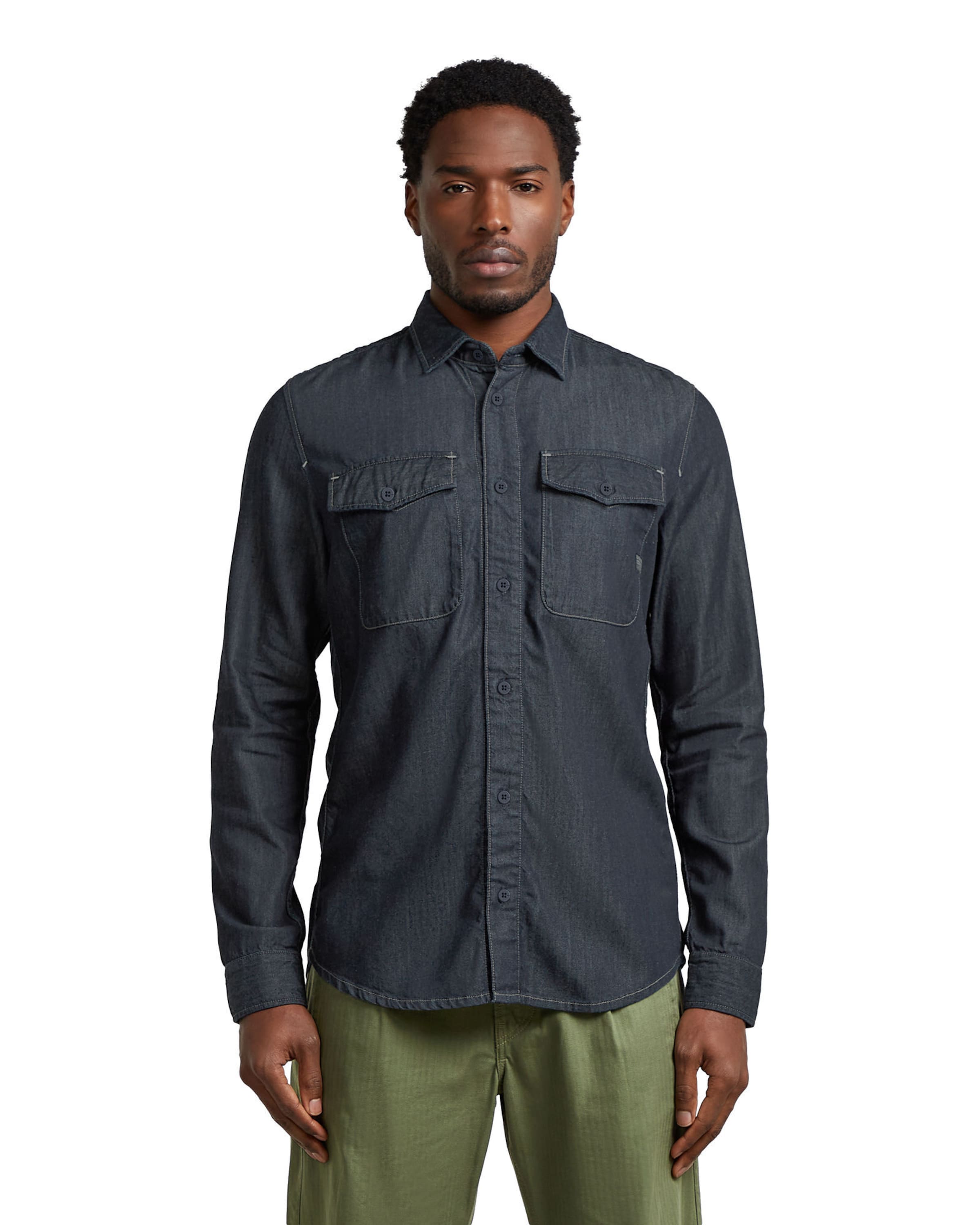 G-STAR Slim fit Business shirt 'Marine Lightweight Slim Shirt' in Blue: front